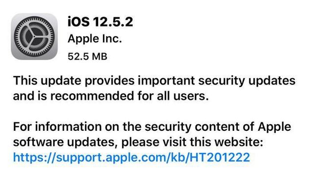 鹤庆苹果手机维修分享iOS12.5.2发布，建议所有老苹果用户安装 